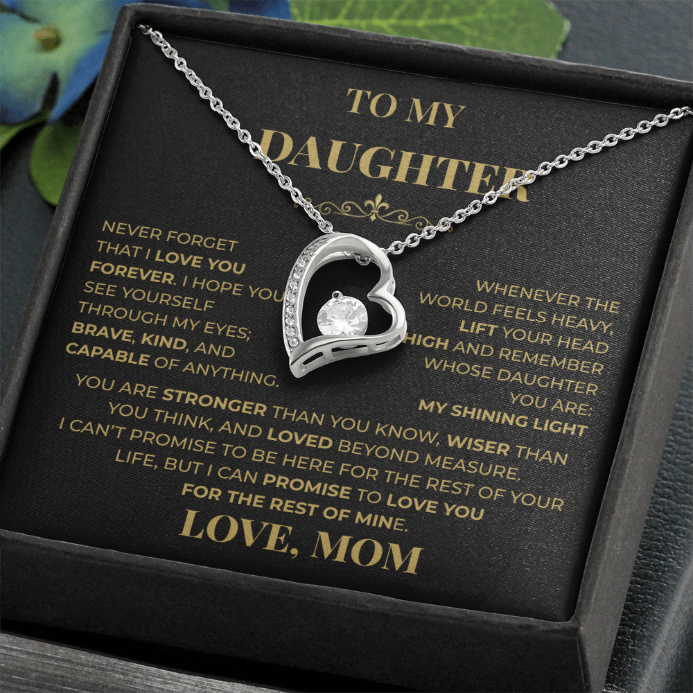 Beautiful Gift for Daughter From Mom "Never Forget That I Love You" Necklace