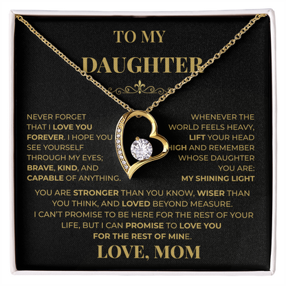Beautiful Gift for Daughter From Mom "Never Forget That I Love You" Necklace
