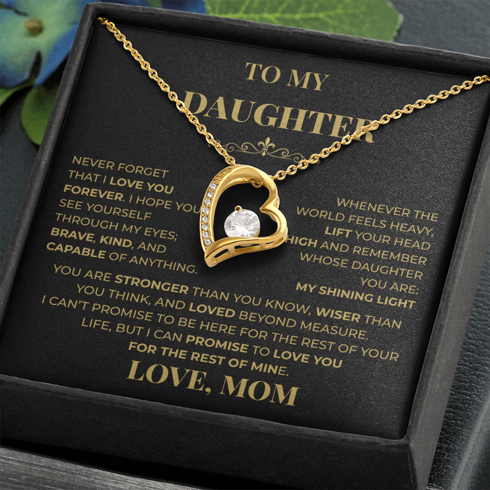 Beautiful Gift for Daughter From Mom "Never Forget That I Love You" Necklace