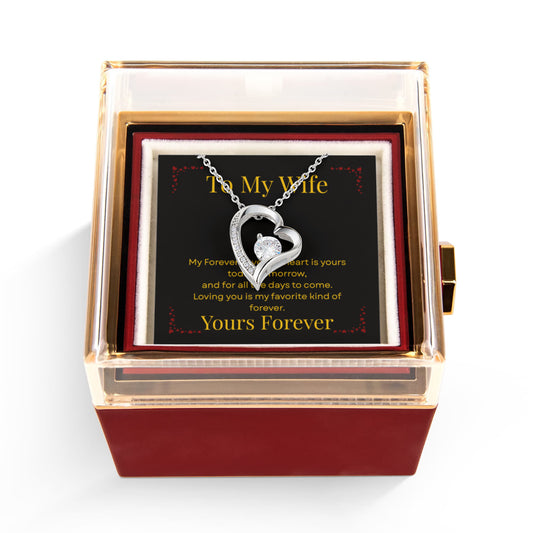 Forever Love Necklace for Her with Rotating Rose Gift Box | Luxury Romantic Gift