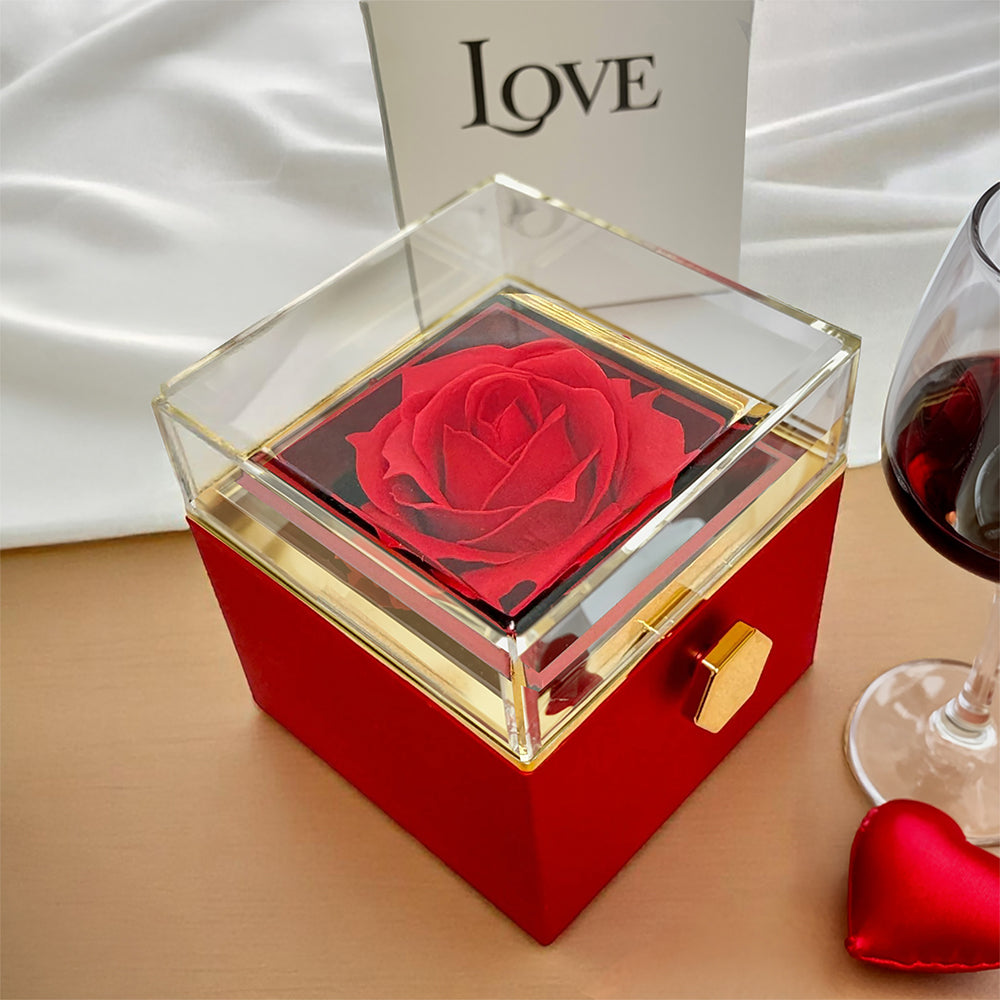 Forever Love Necklace for Her with Rotating Rose Gift Box | Luxury Romantic Gift