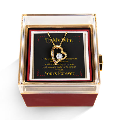 Forever Love Necklace for Her with Rotating Rose Gift Box | Luxury Romantic Gift