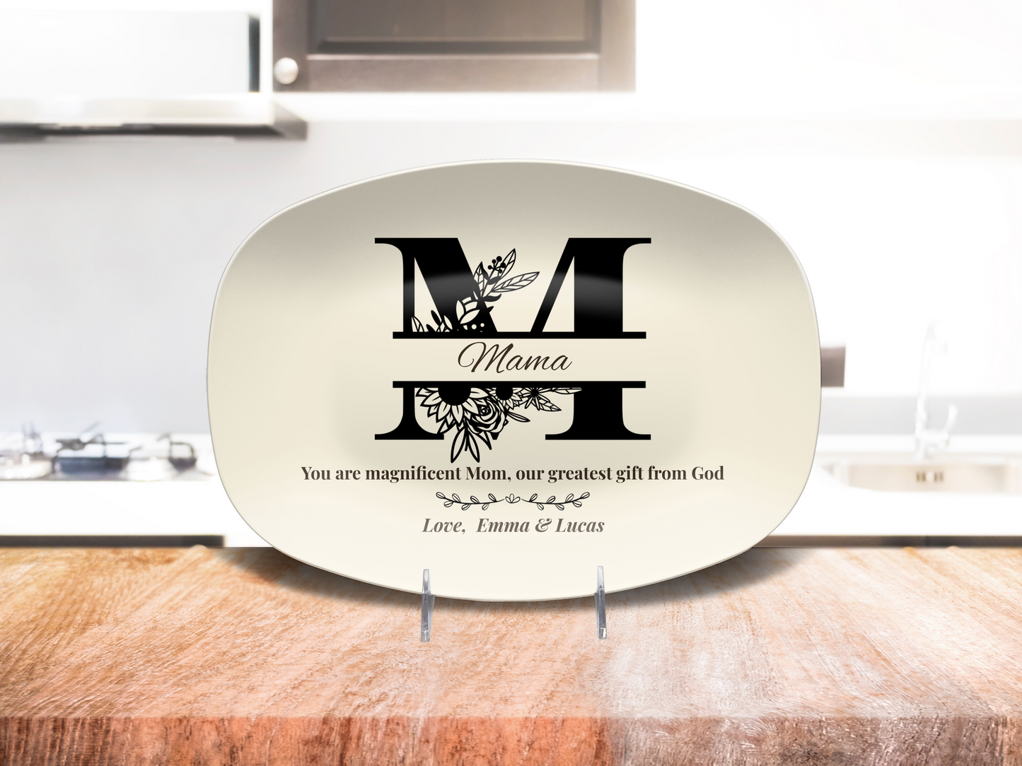 Personalized Monogram Platter Gift for Dad, Custom Name Serving Plate, Unbreakable Keepsake