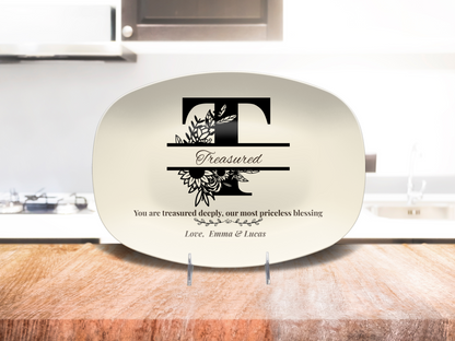 Personalized Monogram Platter Gift for Dad, Custom Name Serving Plate, Unbreakable Keepsake