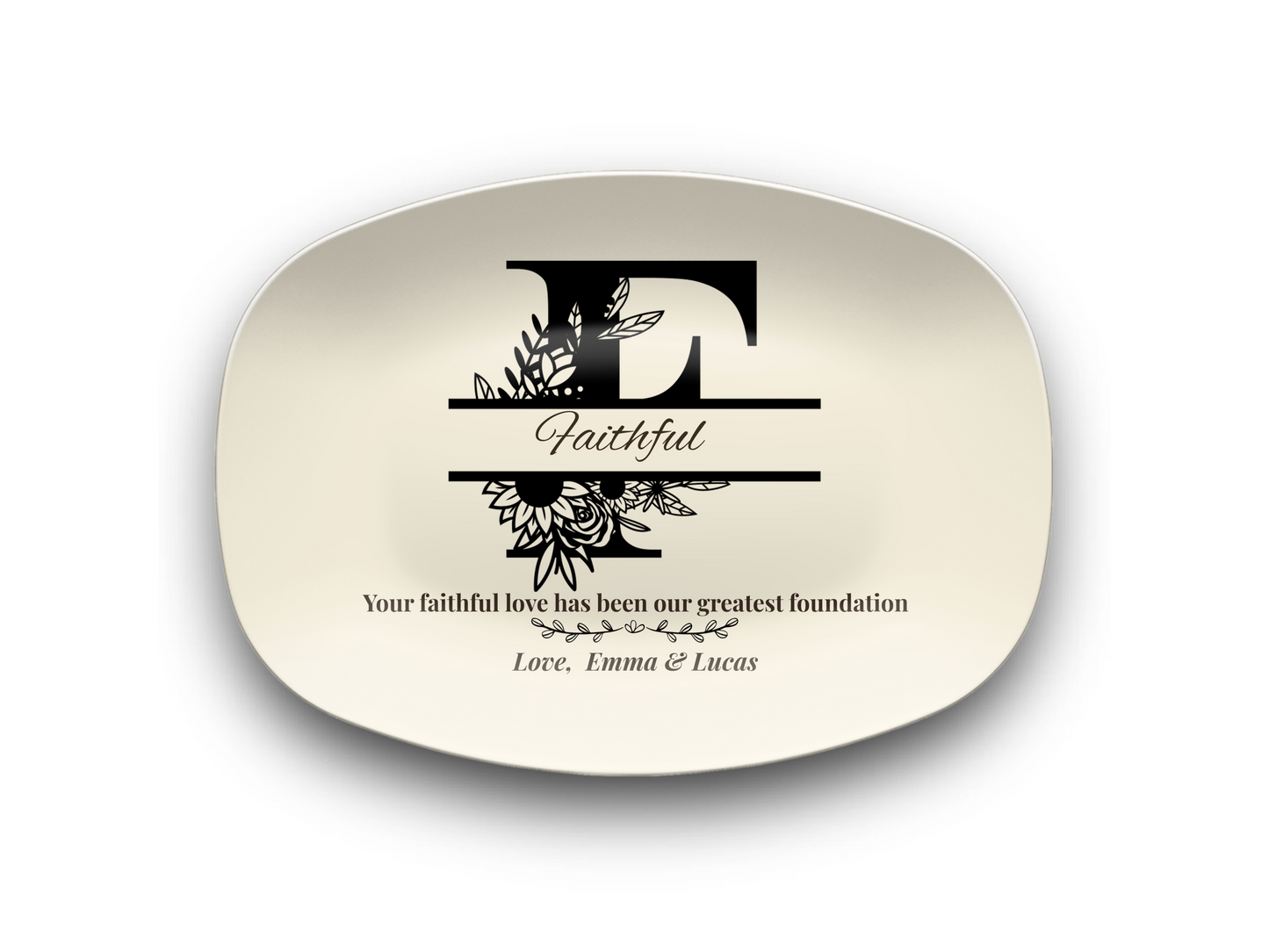 Personalized Monogram Platter Gift for Dad, Custom Name Serving Plate, Unbreakable Keepsake