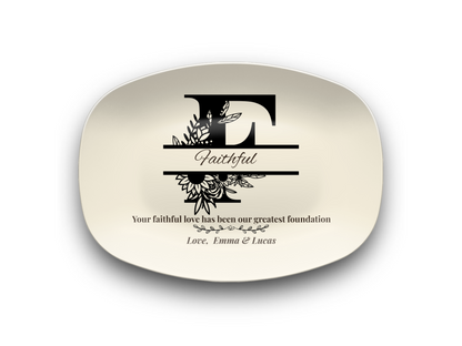 Personalized Monogram Platter Gift for Dad, Custom Name Serving Plate, Unbreakable Keepsake