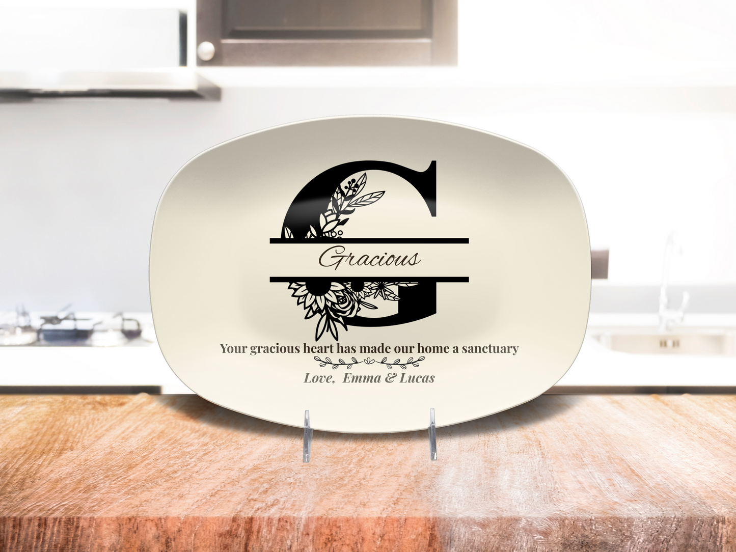 Personalized Monogram Platter Gift for Dad, Custom Name Serving Plate, Unbreakable Keepsake