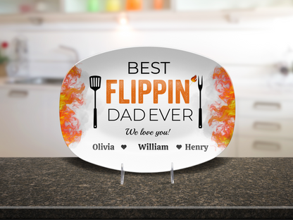 Best Flipping Dad Ever | Personalized BBQ Platter | Father's Day, Gift For Dad, Grandpa