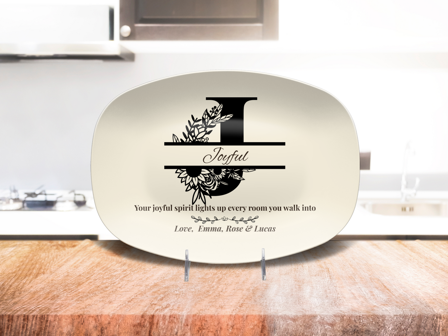 Personalized Monogram Platter Gift for Dad, Custom Name Serving Plate, Unbreakable Keepsake