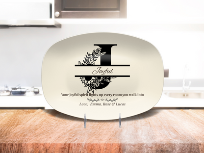 Personalized Monogram Platter Gift for Dad, Custom Name Serving Plate, Unbreakable Keepsake