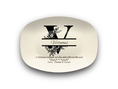 Personalized Monogram Platter Gift for Dad, Custom Name Serving Plate, Unbreakable Keepsake
