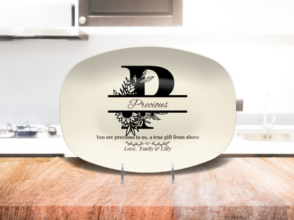 Personalized Monogram Platter Gift for Dad, Custom Name Serving Plate, Unbreakable Keepsake