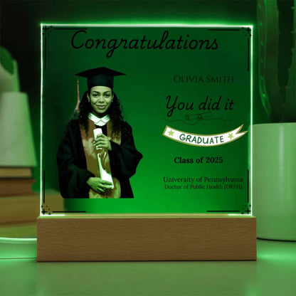Personalized Graduation Acrylic LED Plaque with Photo | Graduation Gift