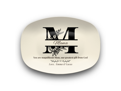 Personalized Monogram Platter Gift for Dad, Custom Name Serving Plate, Unbreakable Keepsake