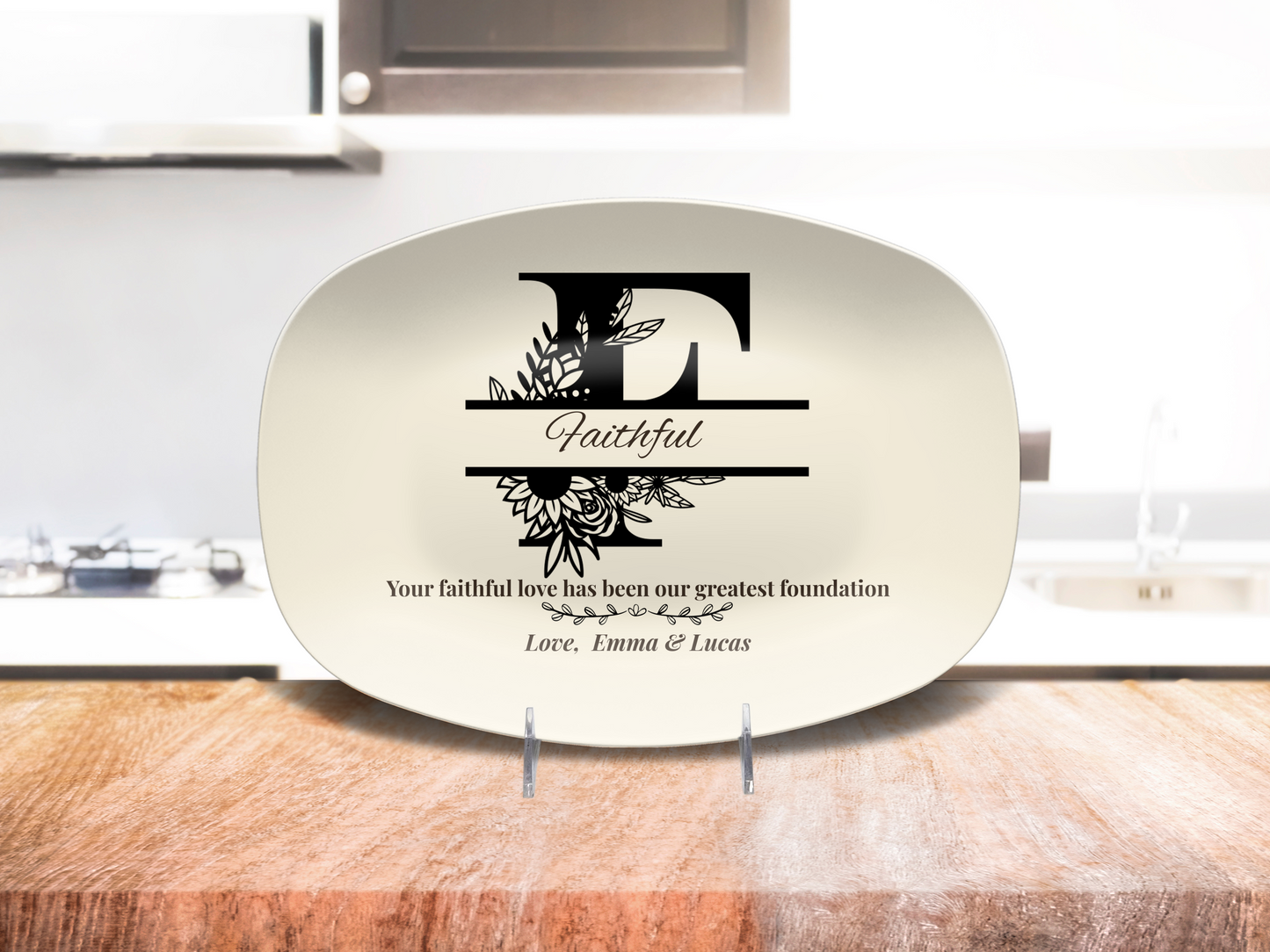 Personalized Monogram Platter Gift for Dad, Custom Name Serving Plate, Unbreakable Keepsake