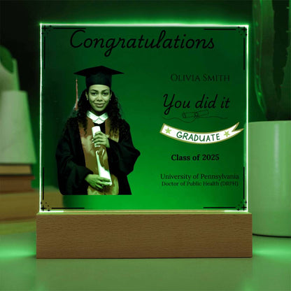Personalized Graduation Acrylic LED Plaque with Photo | Graduation Gift