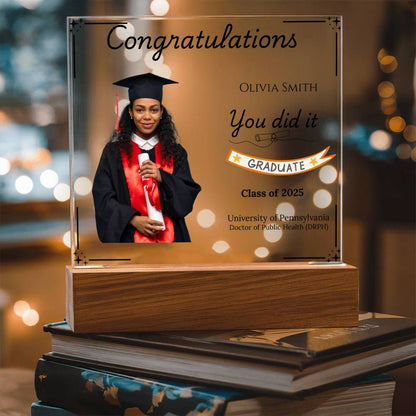 Personalized Graduation Acrylic LED Plaque with Photo | Graduation Gift
