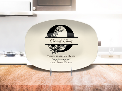 Personalized Monogram Platter Gift for Dad, Custom Name Serving Plate, Unbreakable Keepsake