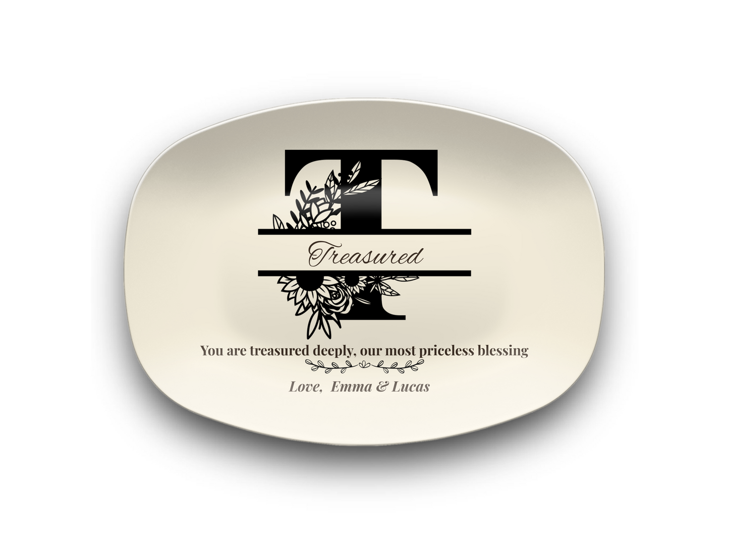 Personalized Monogram Platter Gift for Dad, Custom Name Serving Plate, Unbreakable Keepsake