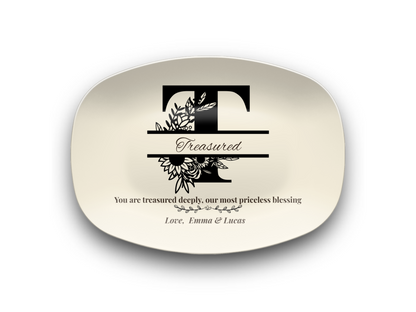 Personalized Monogram Platter Gift for Dad, Custom Name Serving Plate, Unbreakable Keepsake