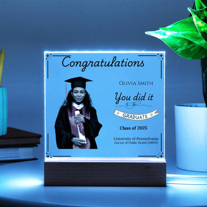 Personalized Graduation Acrylic LED Plaque with Photo | Graduation Gift
