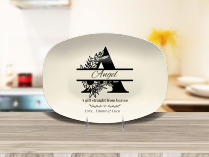 Personalized Monogram Platter Gift for Dad, Custom Name Serving Plate, Unbreakable Keepsake