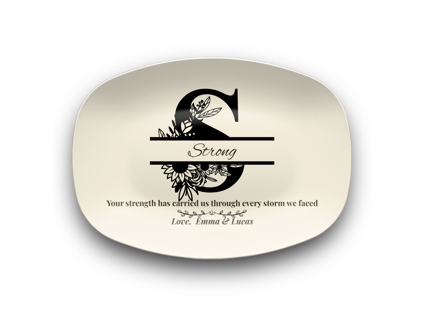 Personalized Monogram Platter Gift for Dad, Custom Name Serving Plate, Unbreakable Keepsake