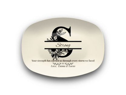 Personalized Monogram Platter Gift for Dad, Custom Name Serving Plate, Unbreakable Keepsake