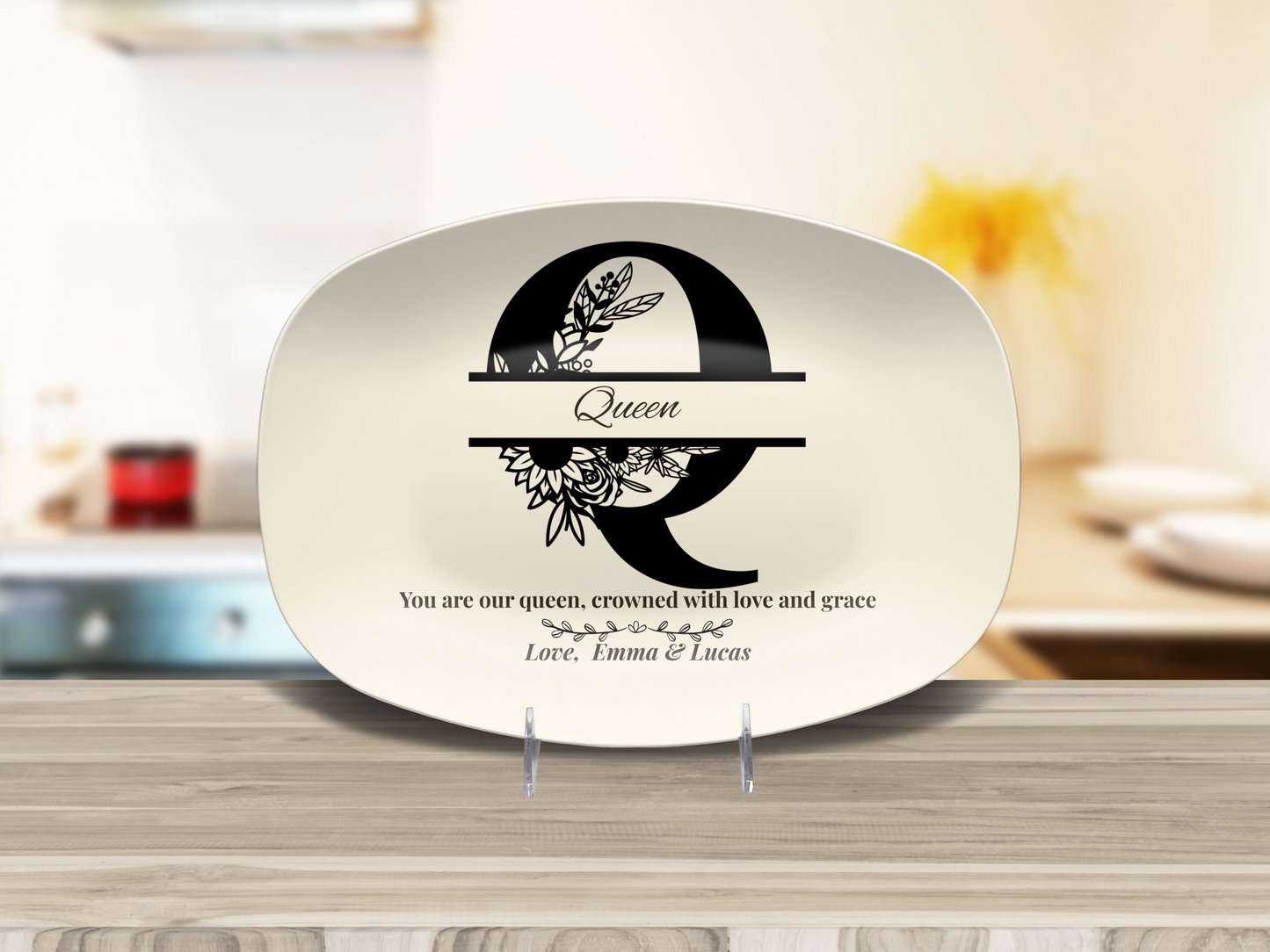 Personalized Monogram Platter Gift for Dad, Custom Name Serving Plate, Unbreakable Keepsake