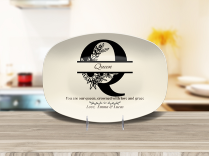Personalized Monogram Platter Gift for Dad, Custom Name Serving Plate, Unbreakable Keepsake