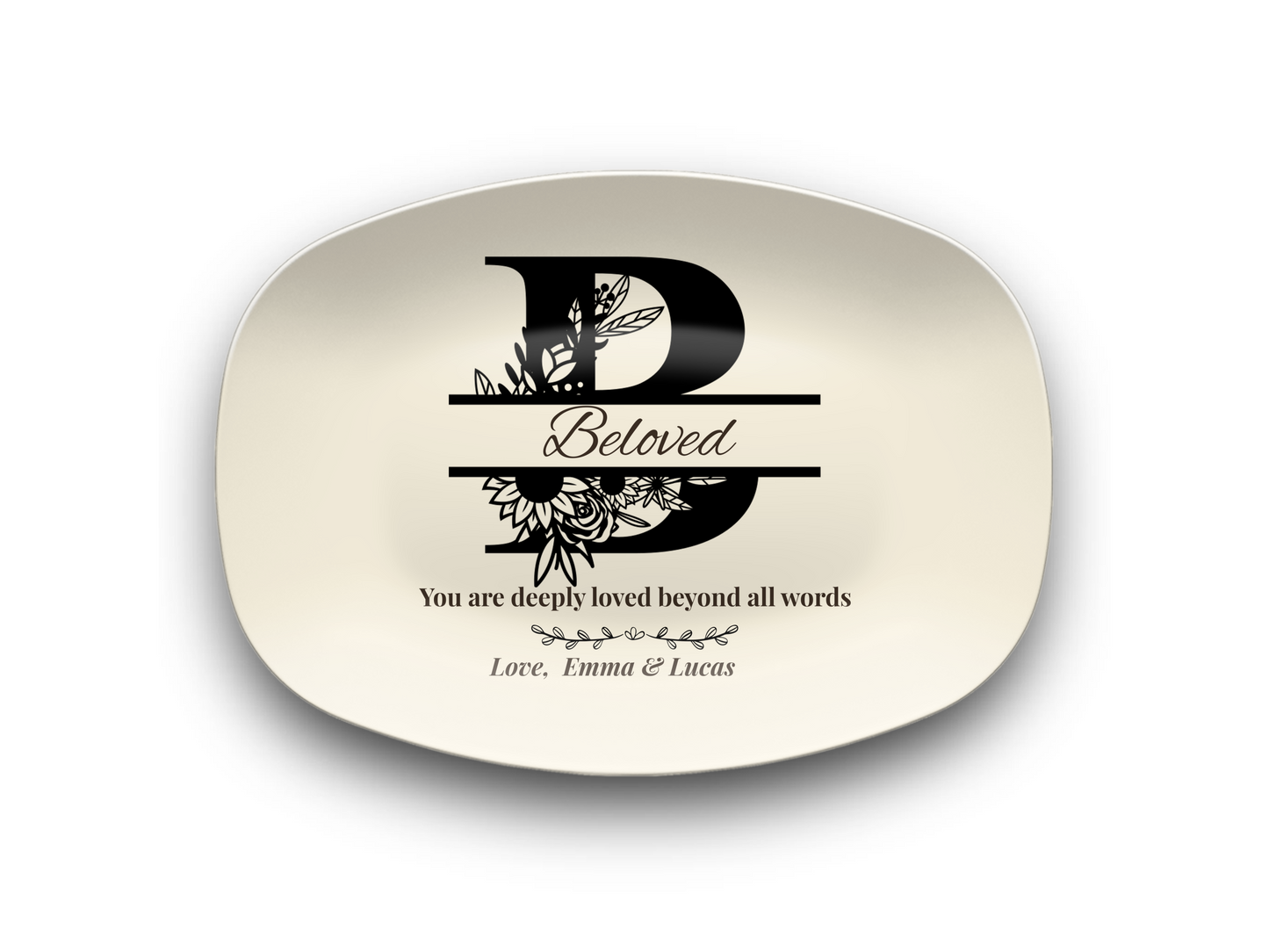 Personalized Monogram Platter Gift for Dad, Custom Name Serving Plate, Unbreakable Keepsake