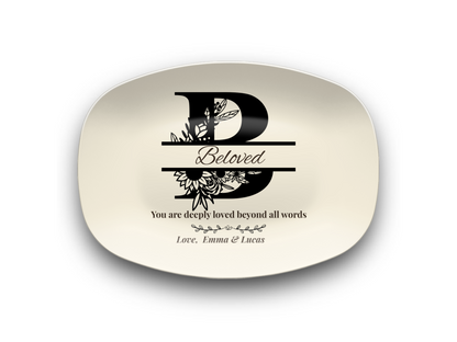 Personalized Monogram Platter Gift for Dad, Custom Name Serving Plate, Unbreakable Keepsake