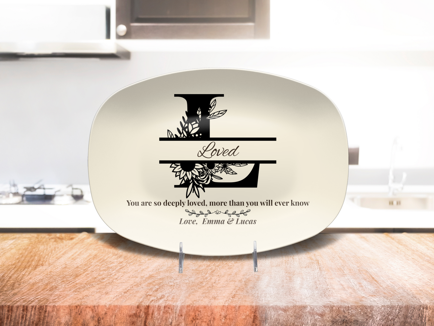 Personalized Monogram Platter Gift for Dad, Custom Name Serving Plate, Unbreakable Keepsake