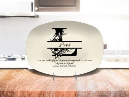 Personalized Monogram Platter Gift for Dad, Custom Name Serving Plate, Unbreakable Keepsake