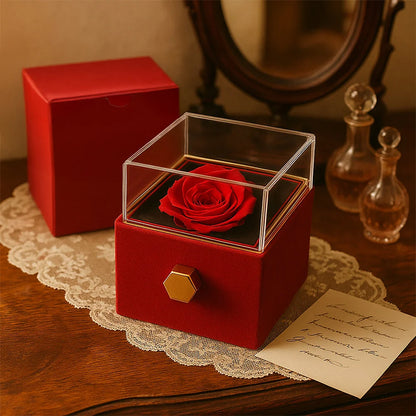 Forever Love Necklace for Her with Rotating Rose Gift Box | Luxury Romantic Gift