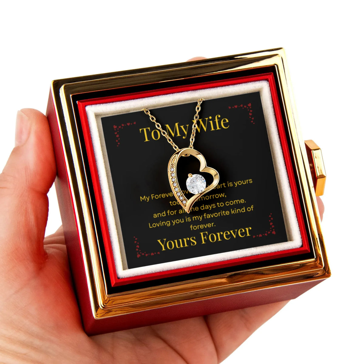 Forever Love Necklace for Her with Rotating Rose Gift Box | Luxury Romantic Gift